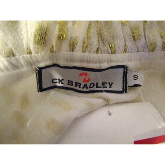 CK Bradley Silla Top NWT Off White Metallic Gold Accents Retail $168 Size S - Picture 8 of 10